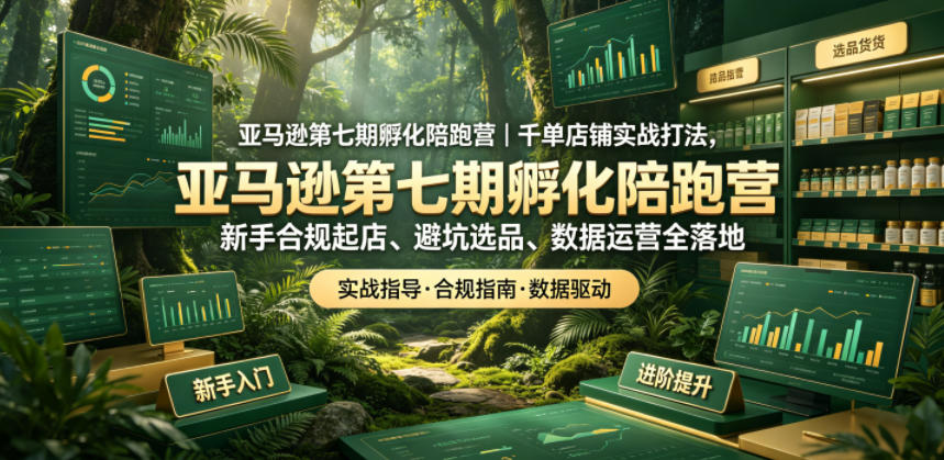 亚马逊第七期孵化陪跑营|千单店铺实战打法,新手合规起店、避坑选品、数据运营全落地-网创资源地