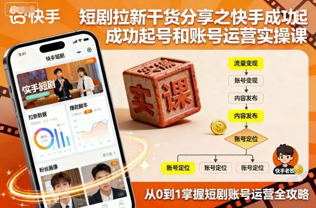 短剧拉新干货分享之快手成功起号和账号运营实操课-网创资源地