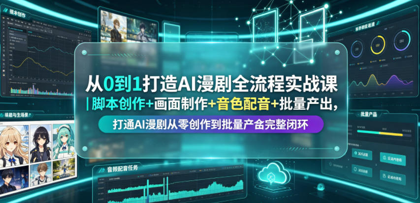 从0到1打造AI漫剧全流程实战课｜脚本创作+画面制作+音色配音+批量产出，打通AI漫剧从零创作到批量量产完整闭环-网创资源地
