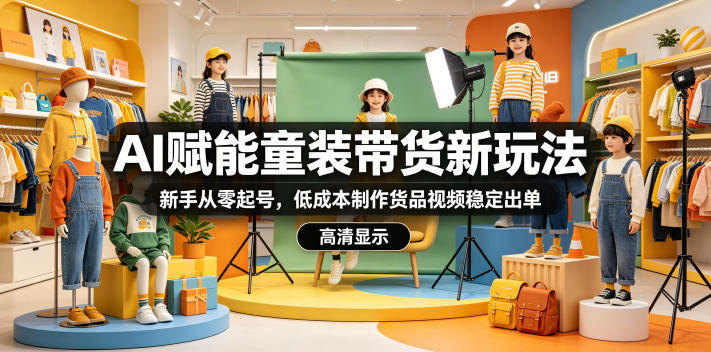 AI赋能童装带货新玩法,新手从零起号,低成本制作货品视频稳定出单-网创资源地