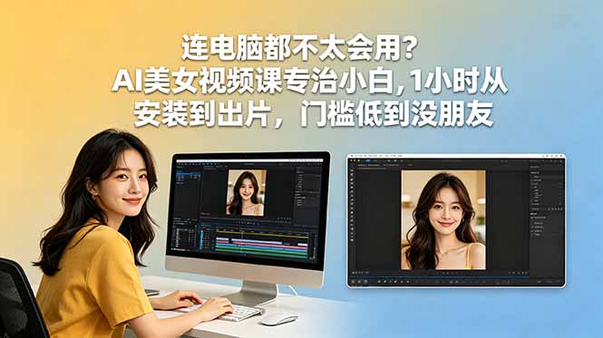 连电脑都不太会用?AI美女视频课专治小白,1小时从安装到出片,门槛低到没朋友-网创资源地
